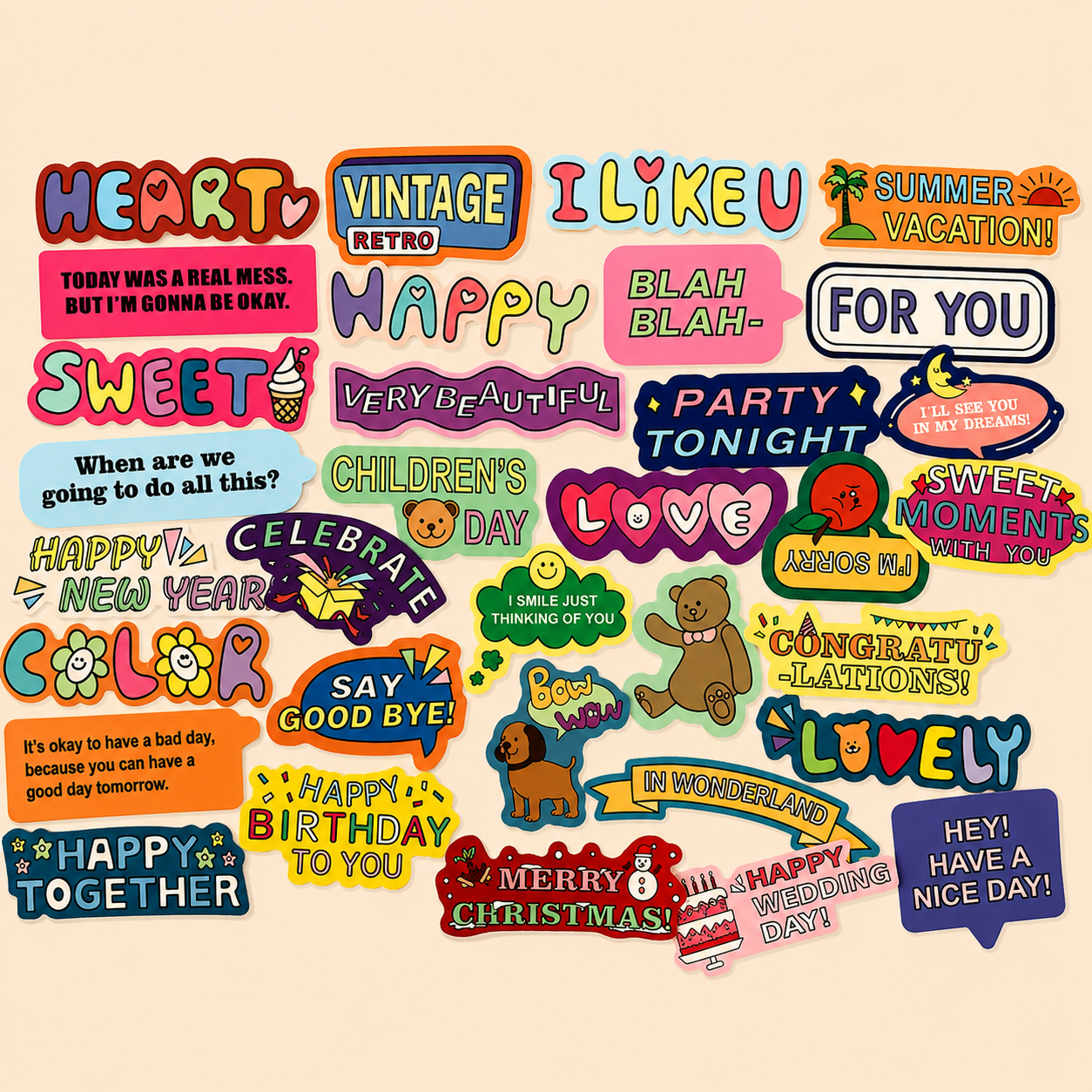 Stickers colorés et mignons ,résistants à l’eau