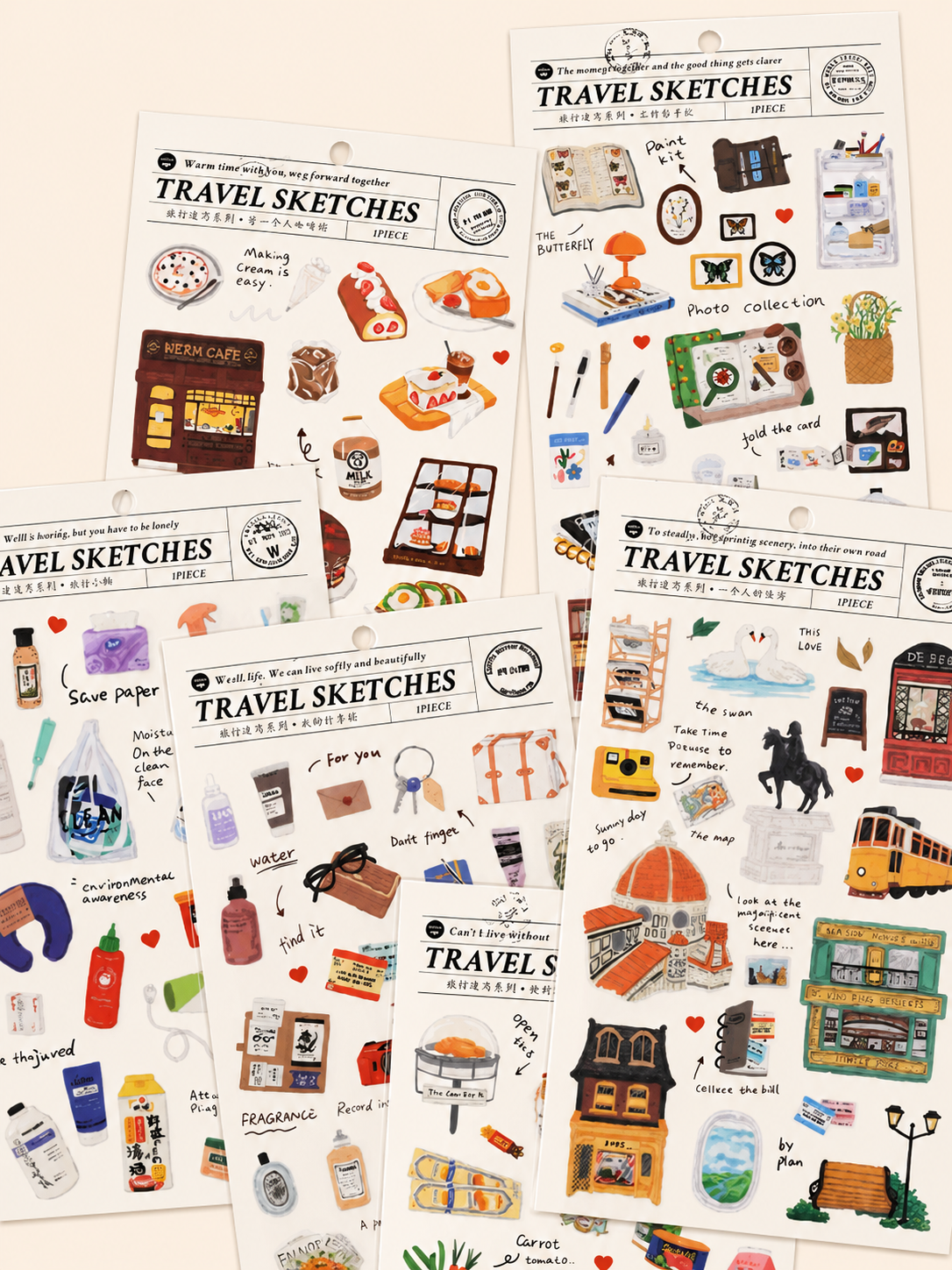 Lot de stickers – Voyage rétro artistique