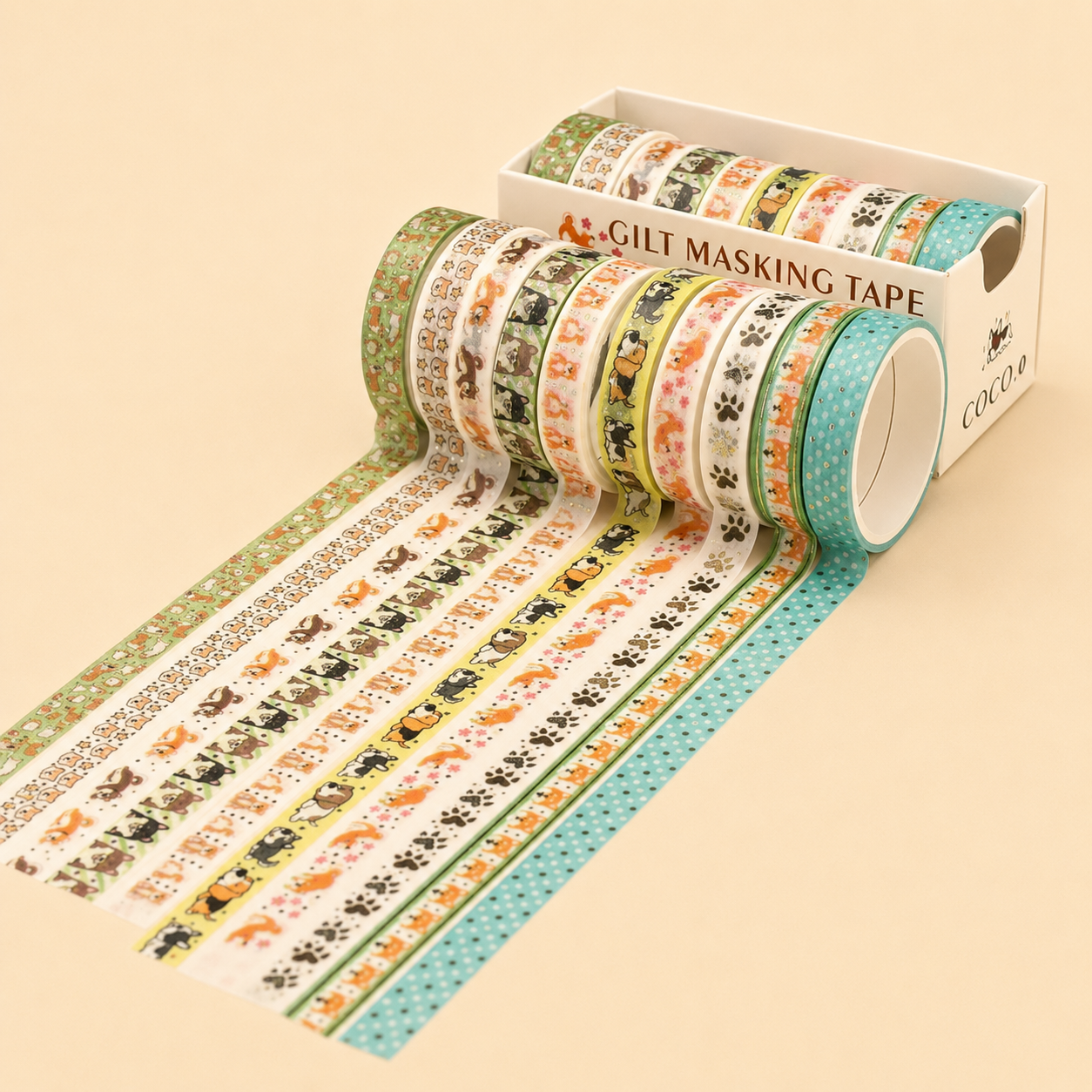 Ruban adhésif en papier (washi tape) – Coffret