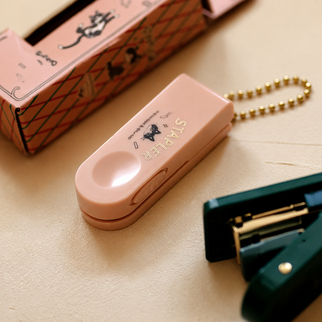 ENSTORE × Kede You – Set perforatrice & agrafeuse rétro pour scrapbooking et carnets à anneaux
