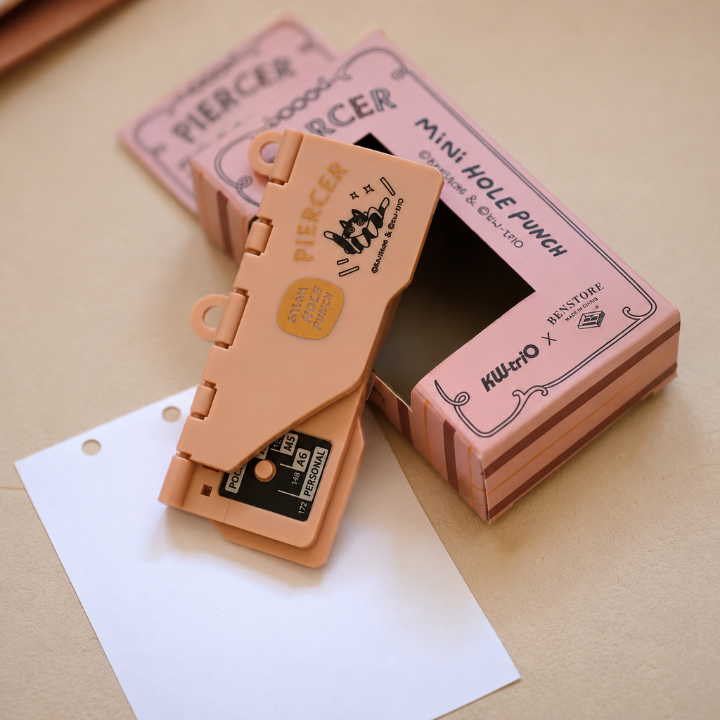 ENSTORE × Kede You – Set perforatrice & agrafeuse rétro pour scrapbooking et carnets à anneaux