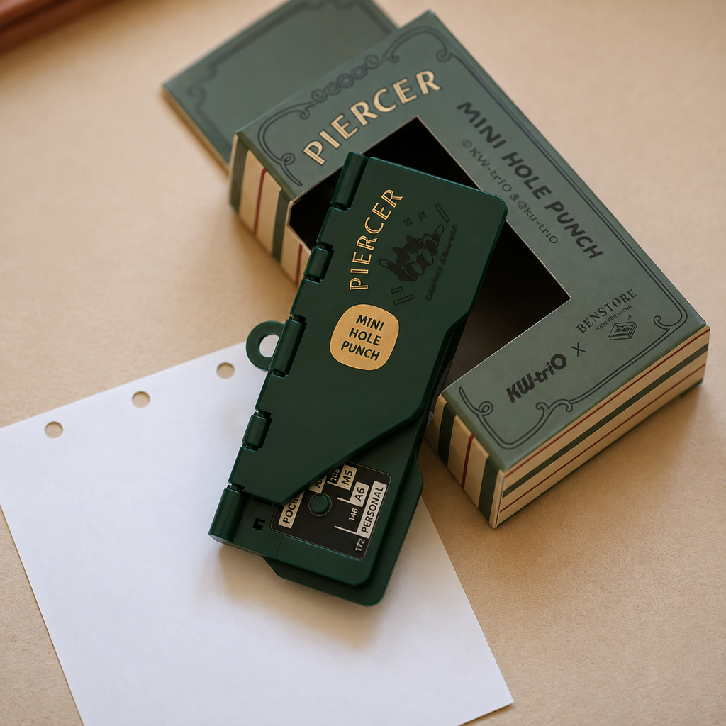 ENSTORE × Kede You – Set perforatrice & agrafeuse rétro pour scrapbooking et carnets à anneaux