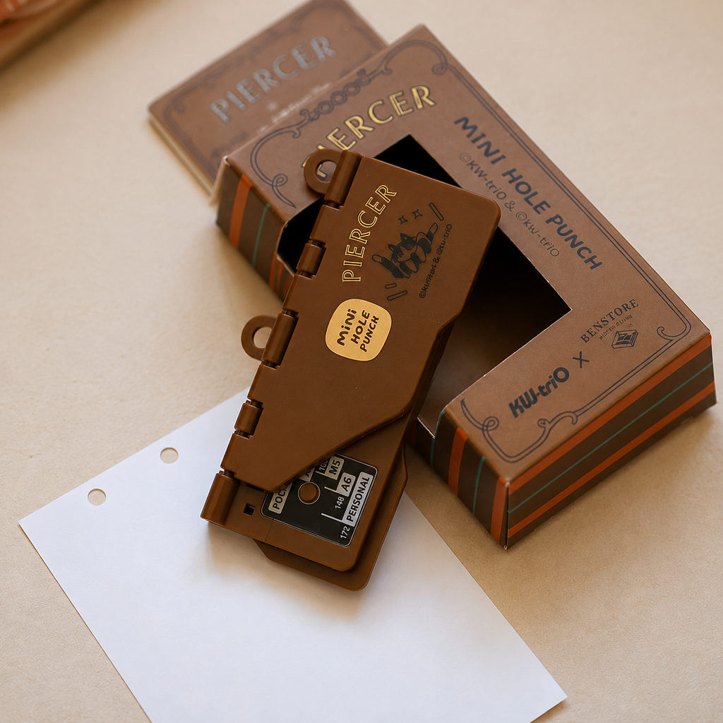 ENSTORE × Kede You – Set perforatrice & agrafeuse rétro pour scrapbooking et carnets à anneaux