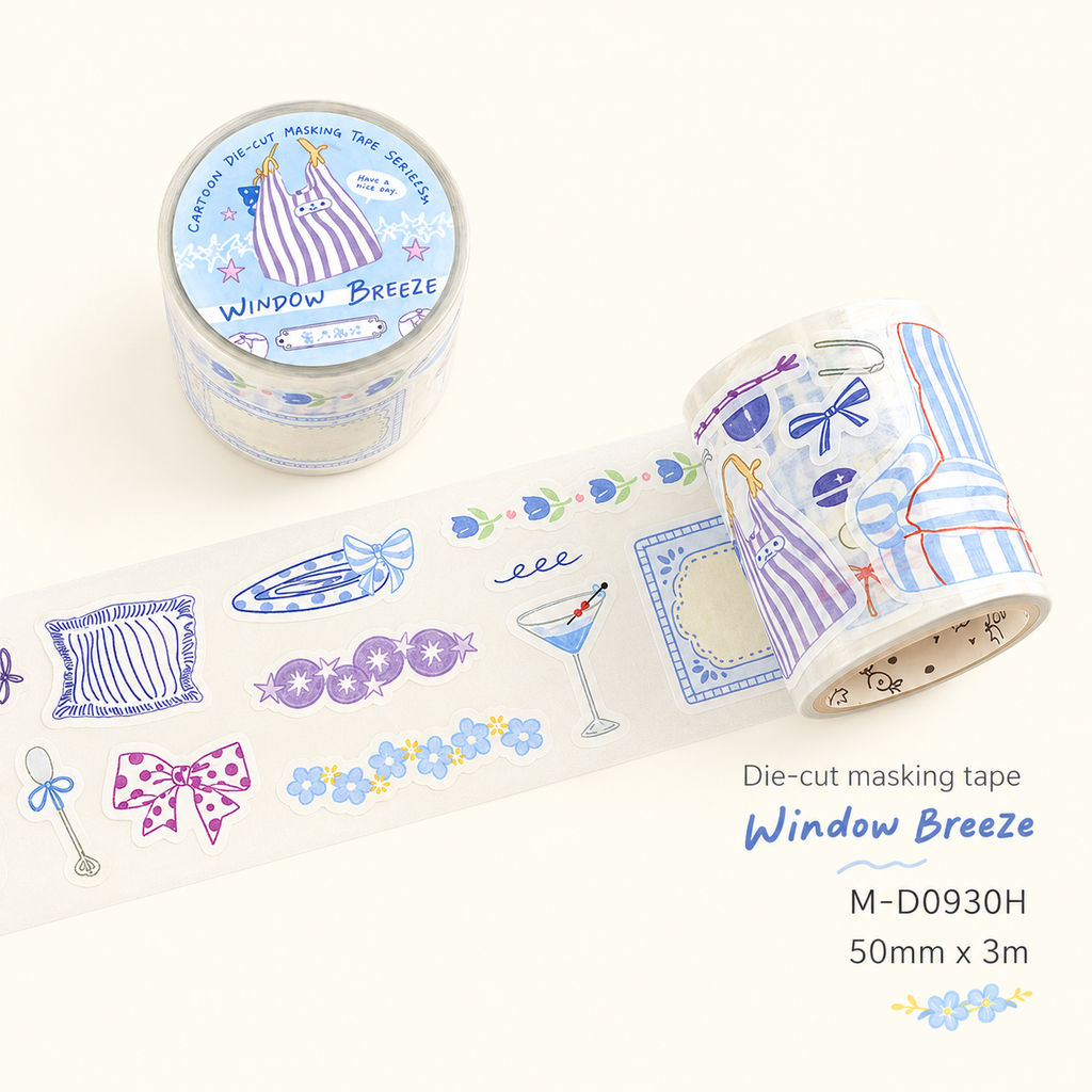 Ruban washi prédécoupé – Collection Brise du soir sur la Seine
