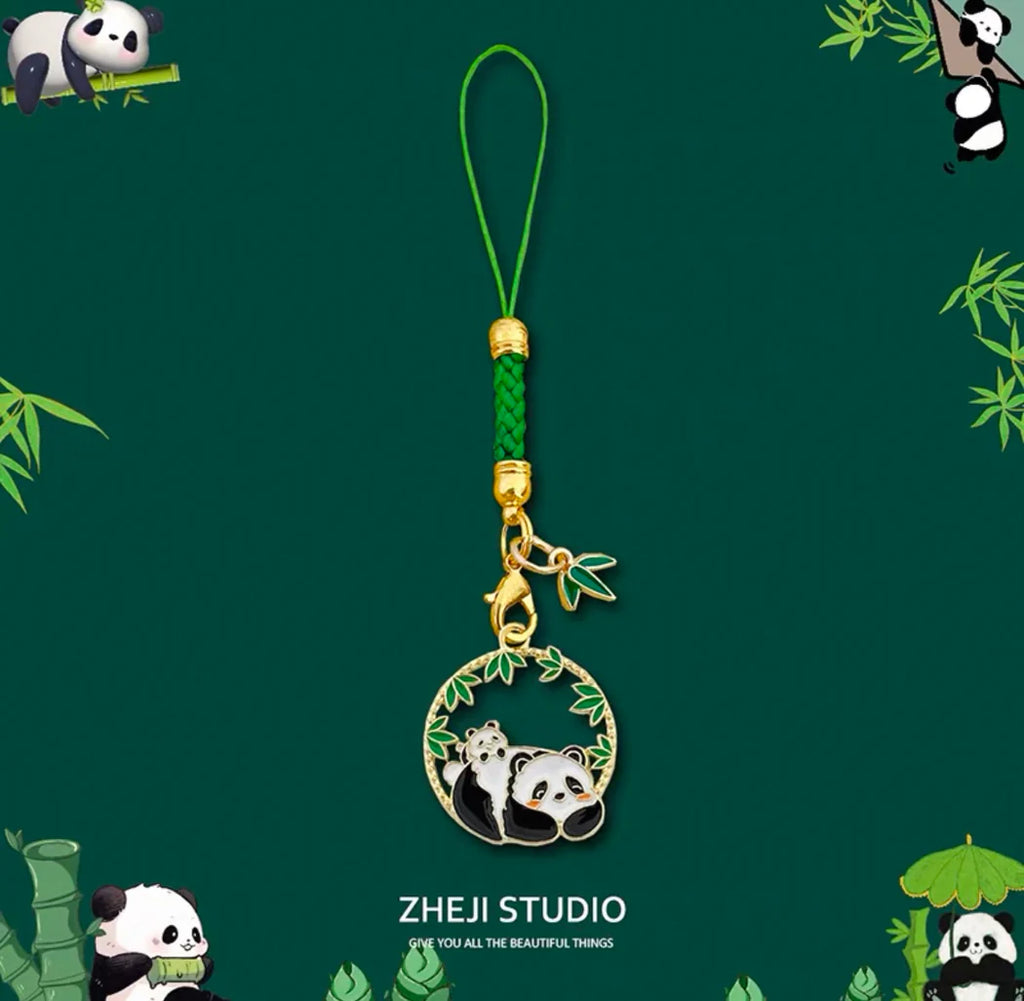 Porte-clés panda bambou tressé