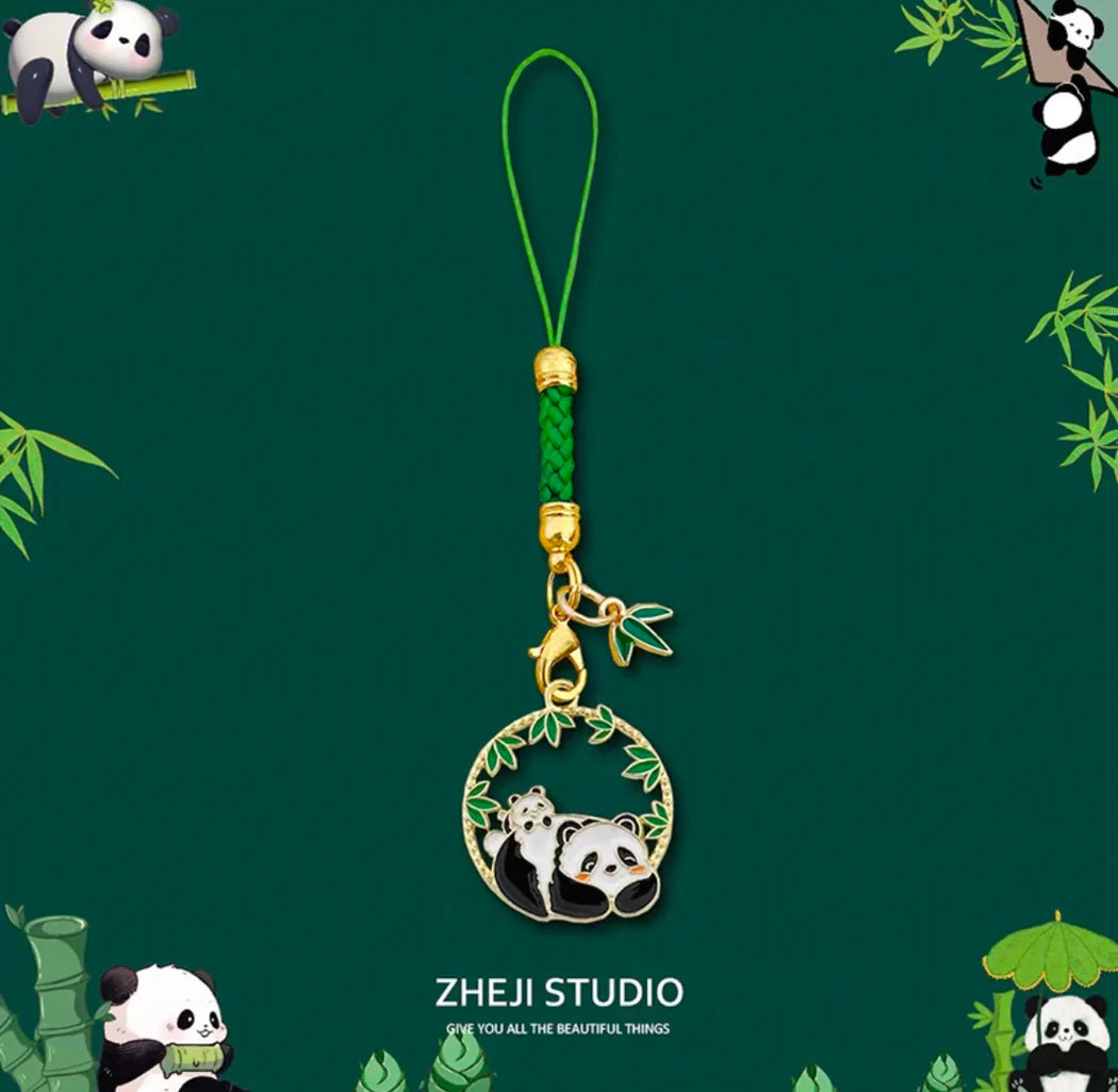 Porte-clés panda bambou tressé