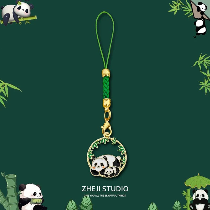 Porte-clés panda bambou tressé