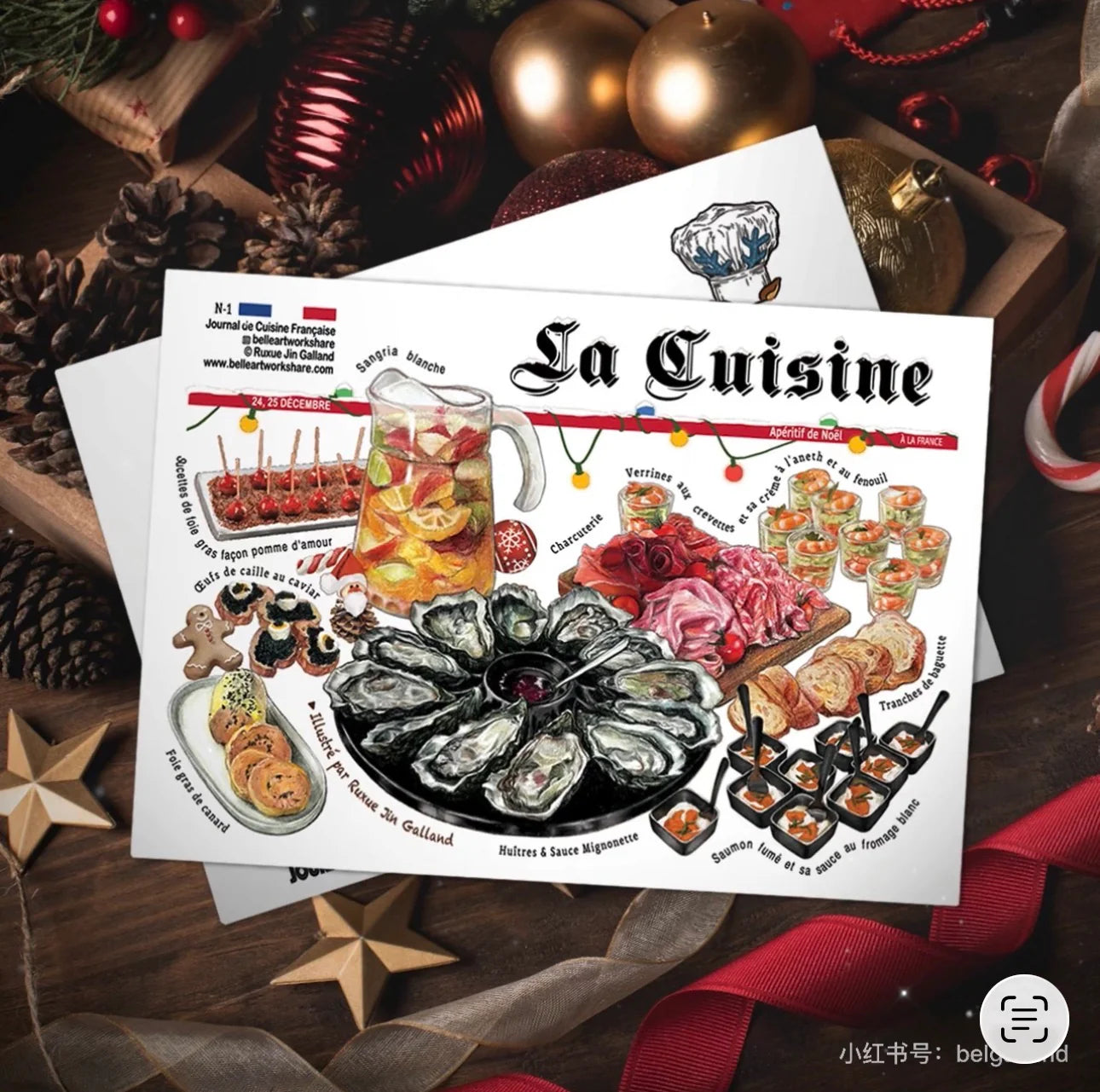 Carte postale par Belle Artwork - Journal des gourmandises françaises (1 pièce)