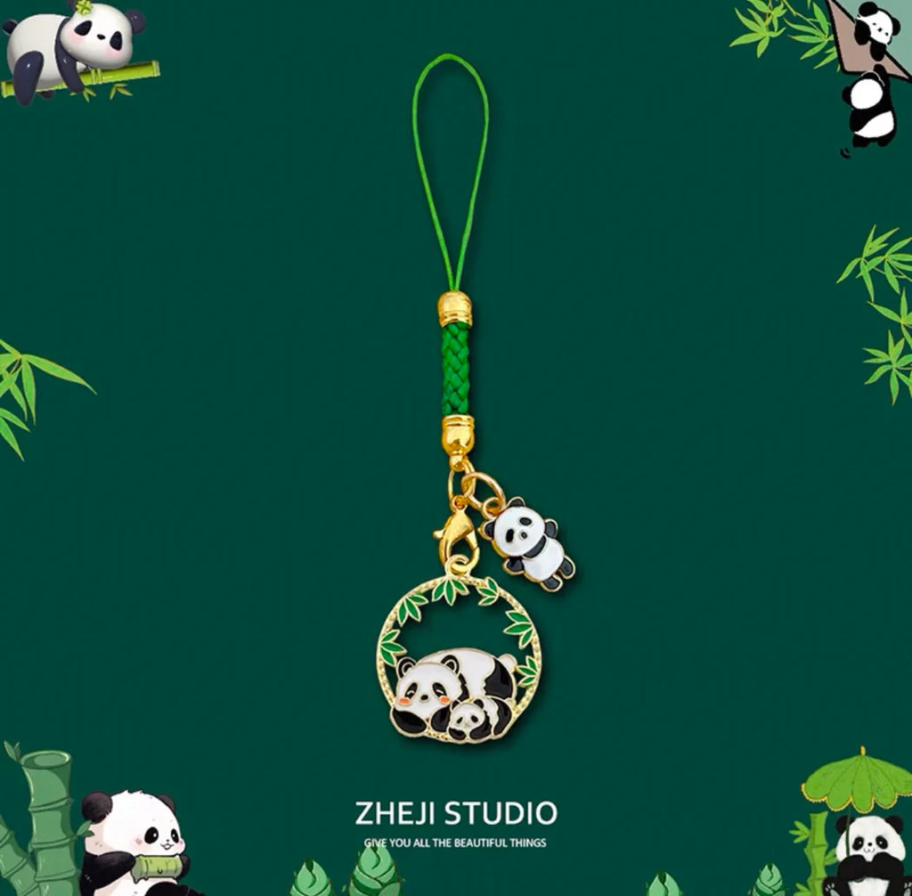 Porte-clés panda bambou tressé