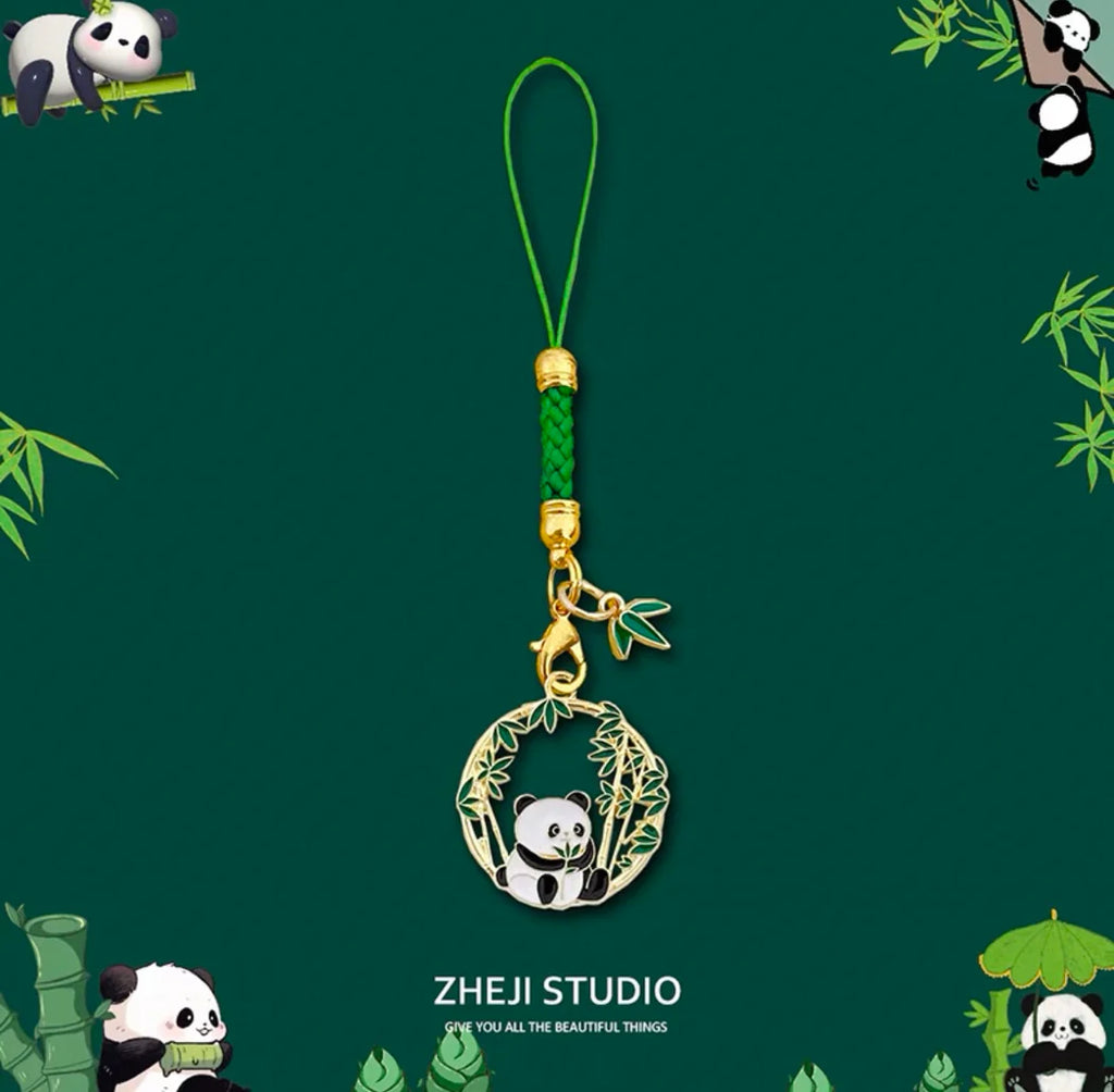 Porte-clés panda bambou tressé