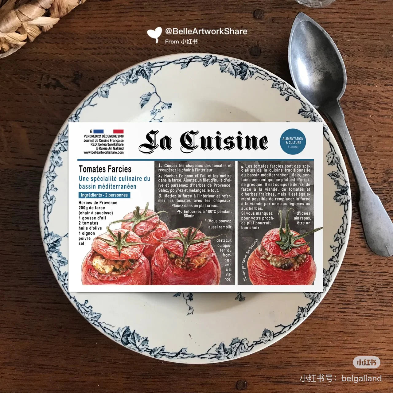 Carte postale par Belle Artwork - Journal des gourmandises françaises (1 pièce)