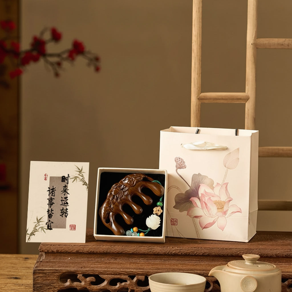 Brosses à cheveux en bois – coffret style traditionnel chinois