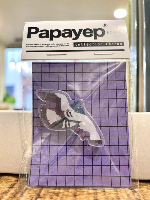 Broche “Papayep” – pigeon artistique « Le bon moment »