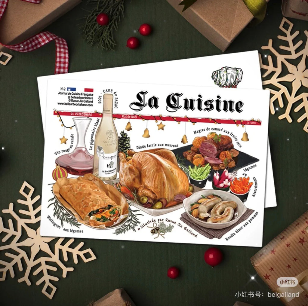 Carte postale par Belle Artwork - Journal des gourmandises françaises (1 pièce)