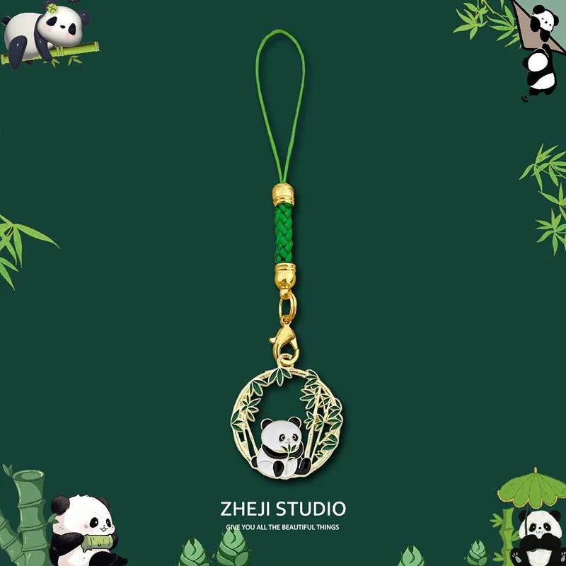 Porte-clés panda bambou tressé