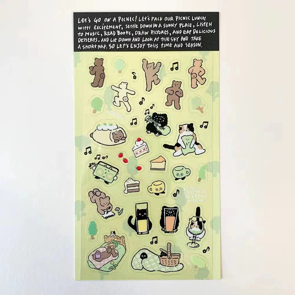 Lot de stickers – Petits animaux mignons style dopamine, effet holographique