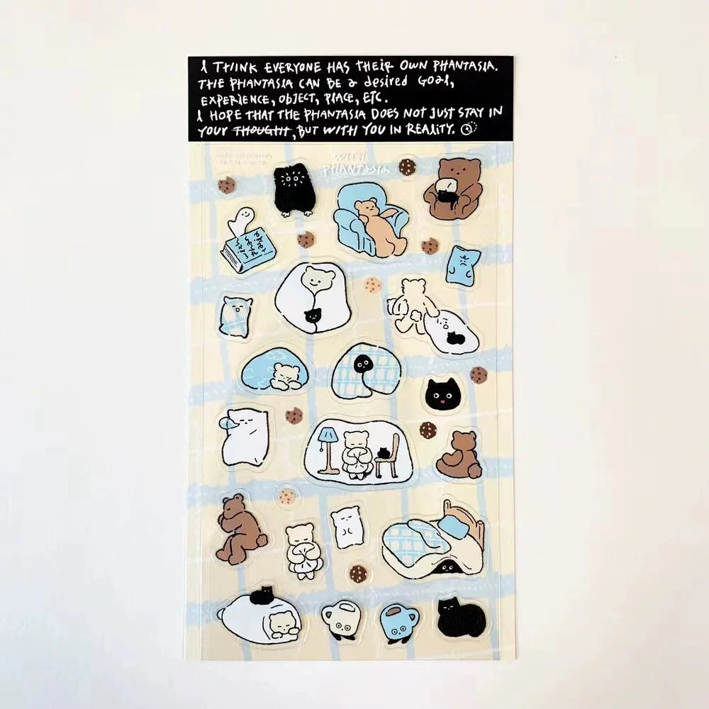 Lot de stickers – Petits animaux mignons style dopamine, effet holographique