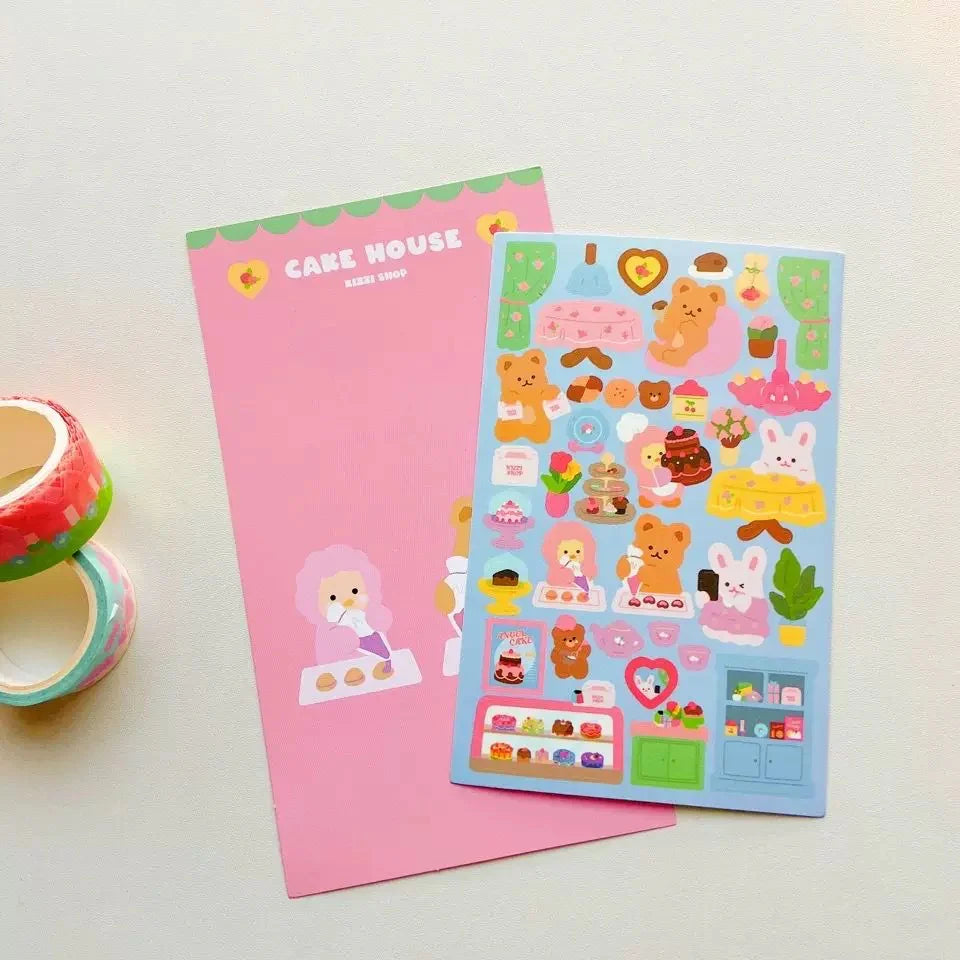 Lot de stickers – Petits animaux mignons style dopamine, effet holographique