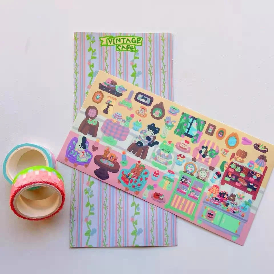 Lot de stickers – Petits animaux mignons style dopamine, effet holographique