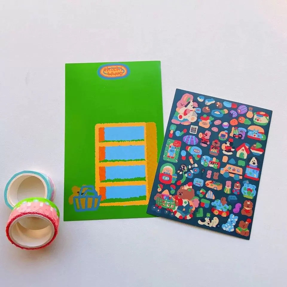 Lot de stickers – Petits animaux mignons style dopamine, effet holographique