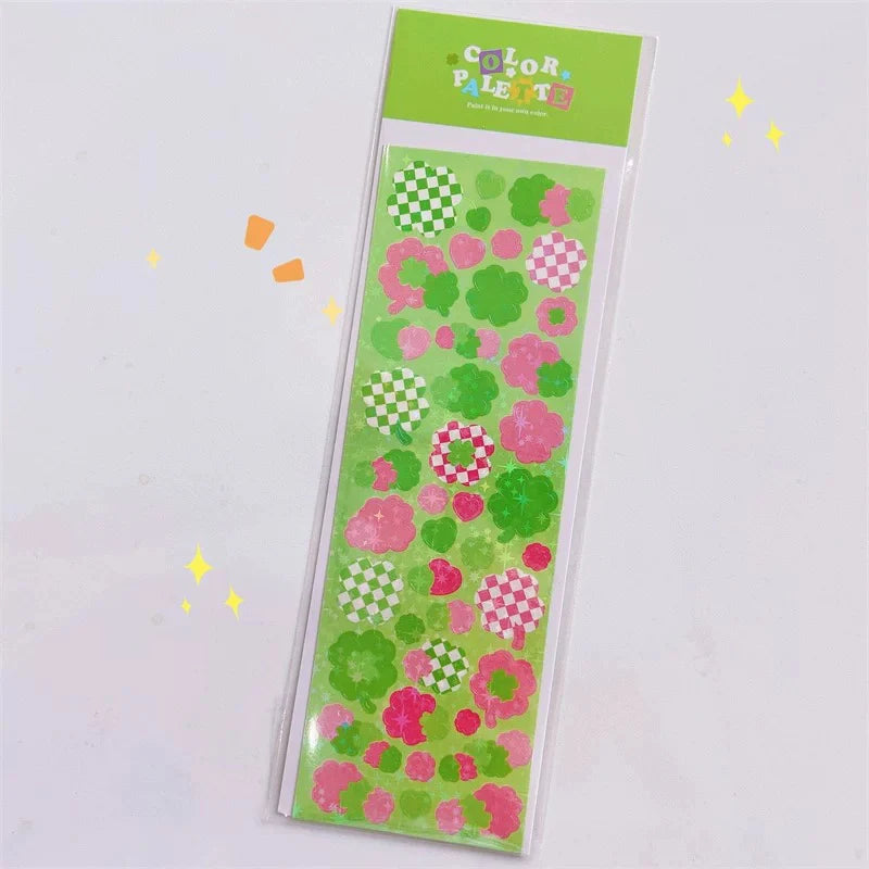 Lot de stickers – Petits animaux mignons style dopamine, effet holographique