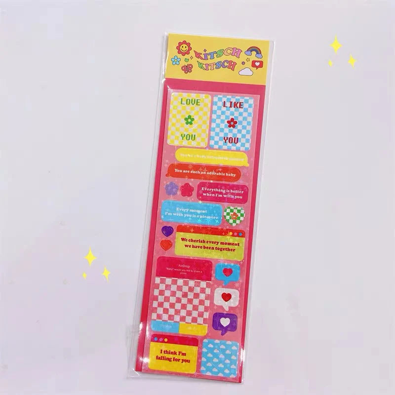 Lot de stickers – Petits animaux mignons style dopamine, effet holographique