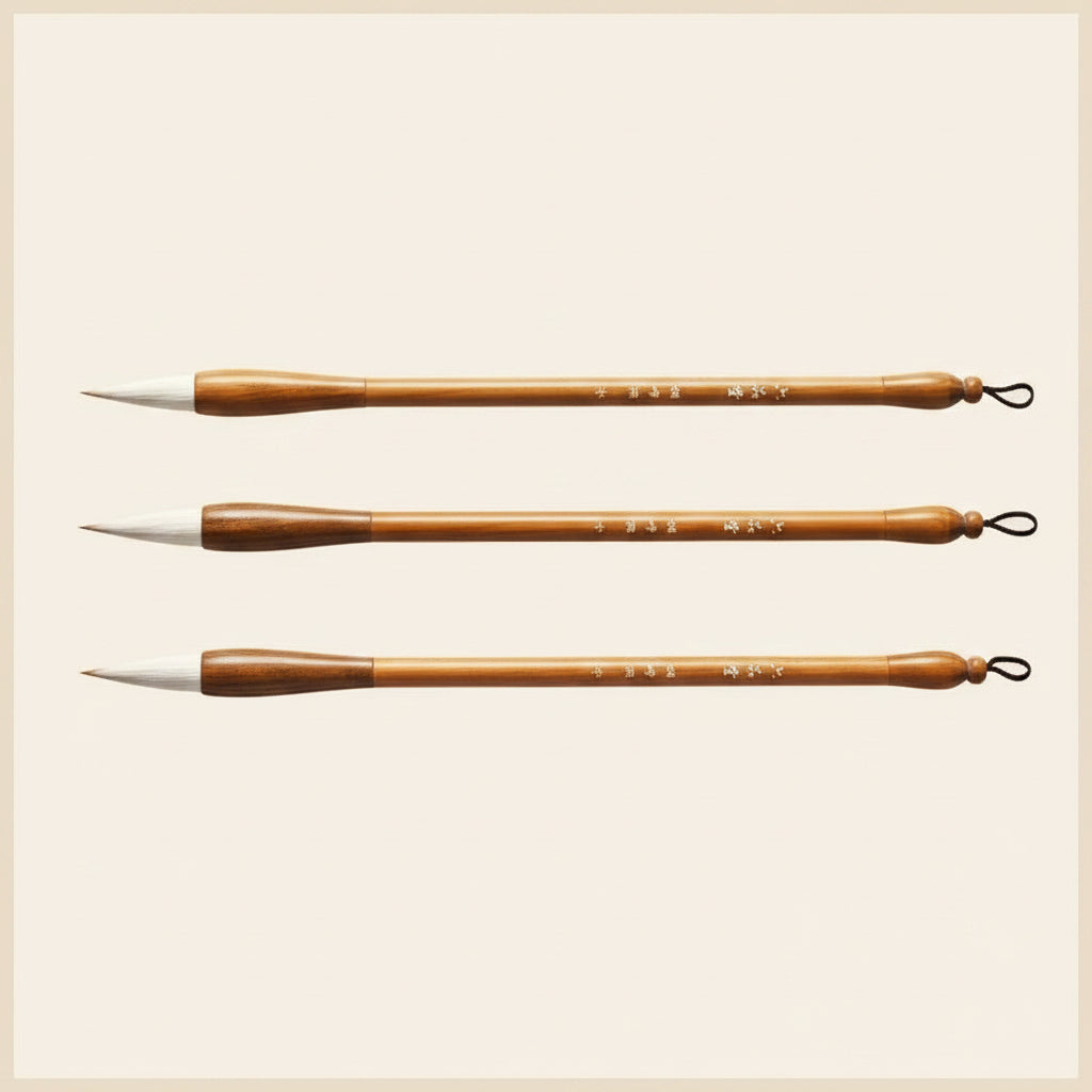 Pinceau de calligraphie – Liupintang, poils mixtes (loup et chèvre), pour écriture régulière et semi-cursive