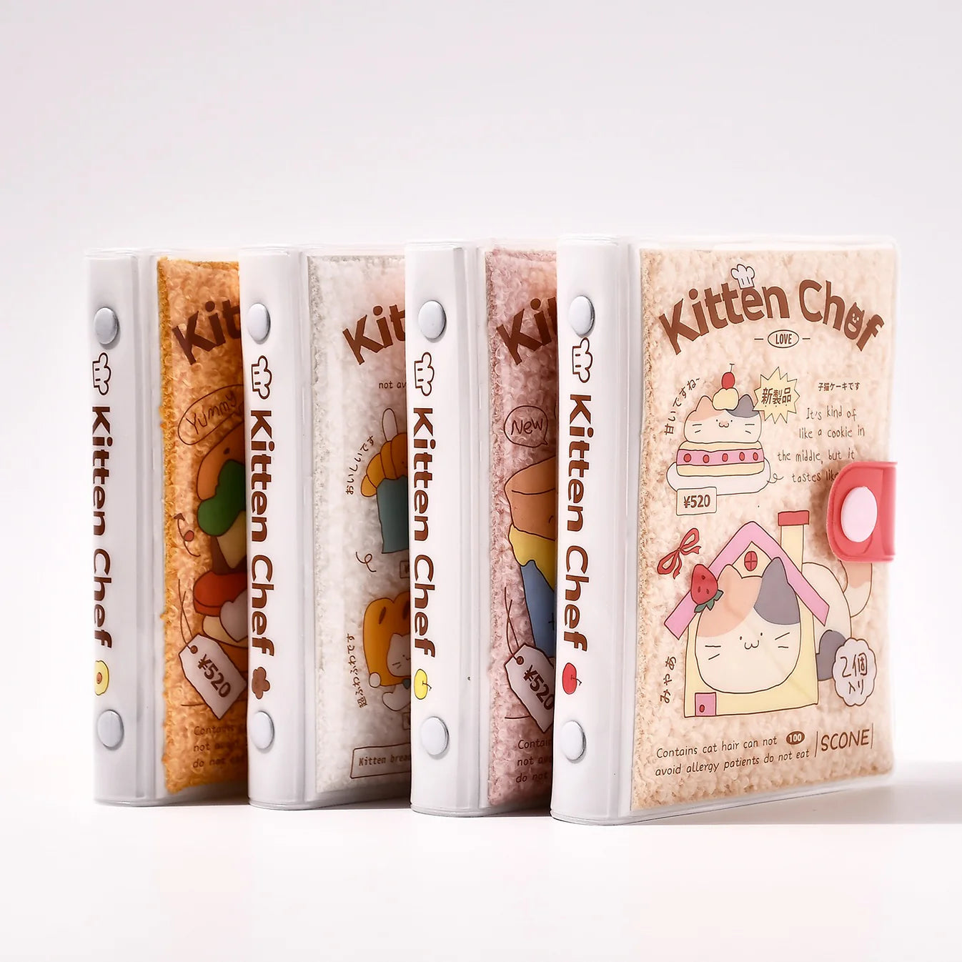Carnet de poche – chats, couverture pelucheuse en PVC, style puff, coffret cadeau