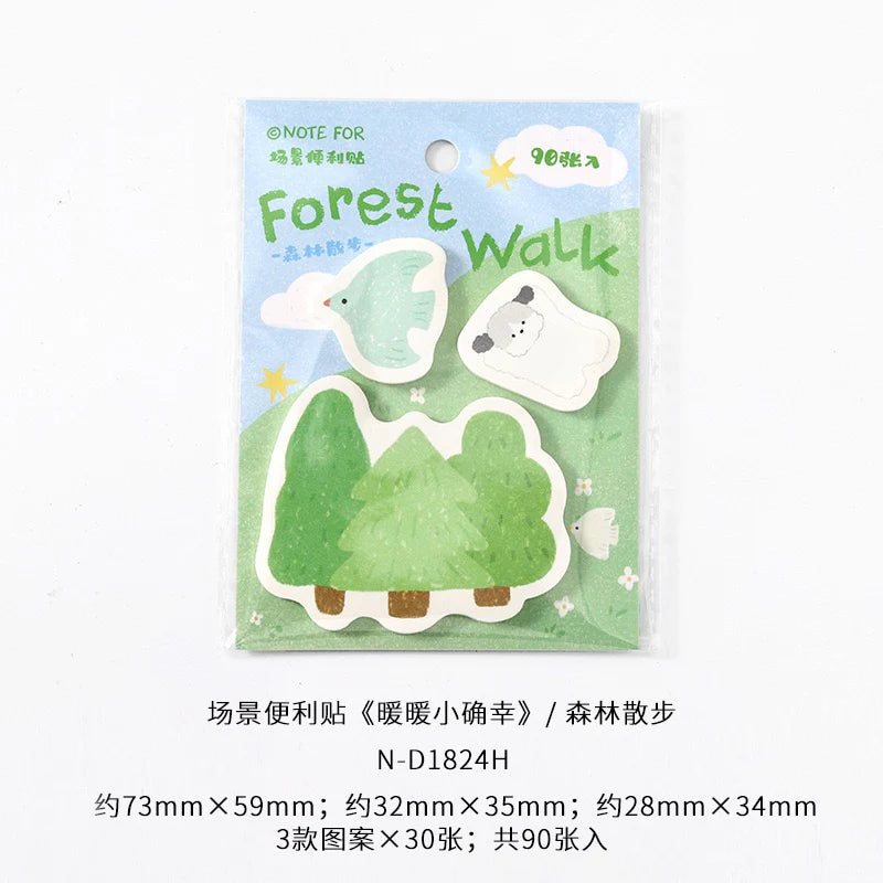 Post-it – Collection “petits bonheurs”, dessins cartoon mignons, 3 modèles