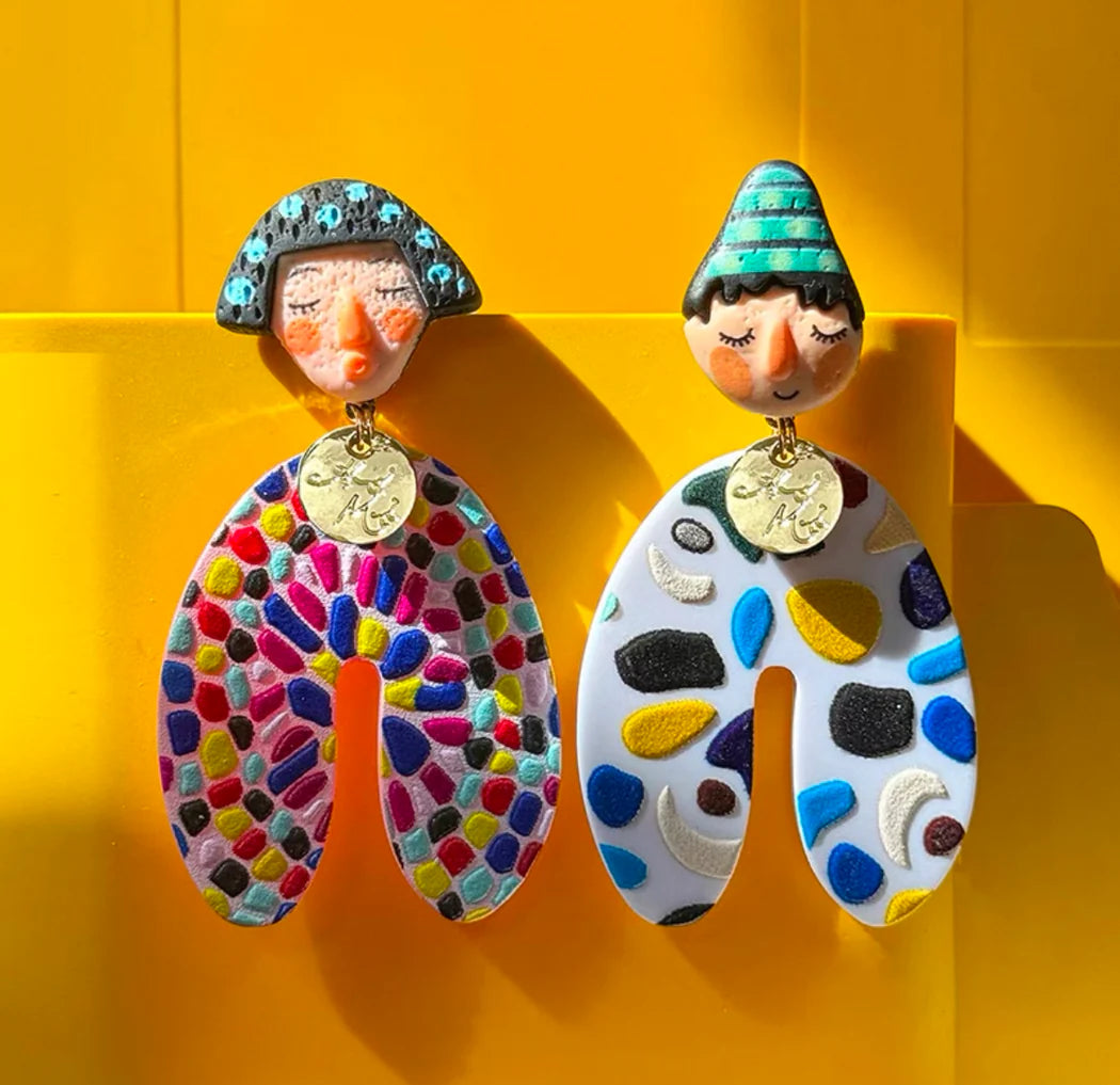 Boucles d’oreilles faites à la main – style Yayoi Kusama