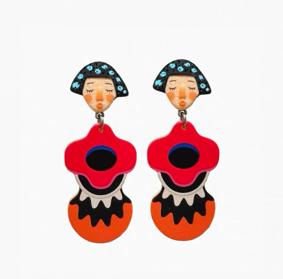 Boucles d’oreilles faites à la main – style Yayoi Kusama