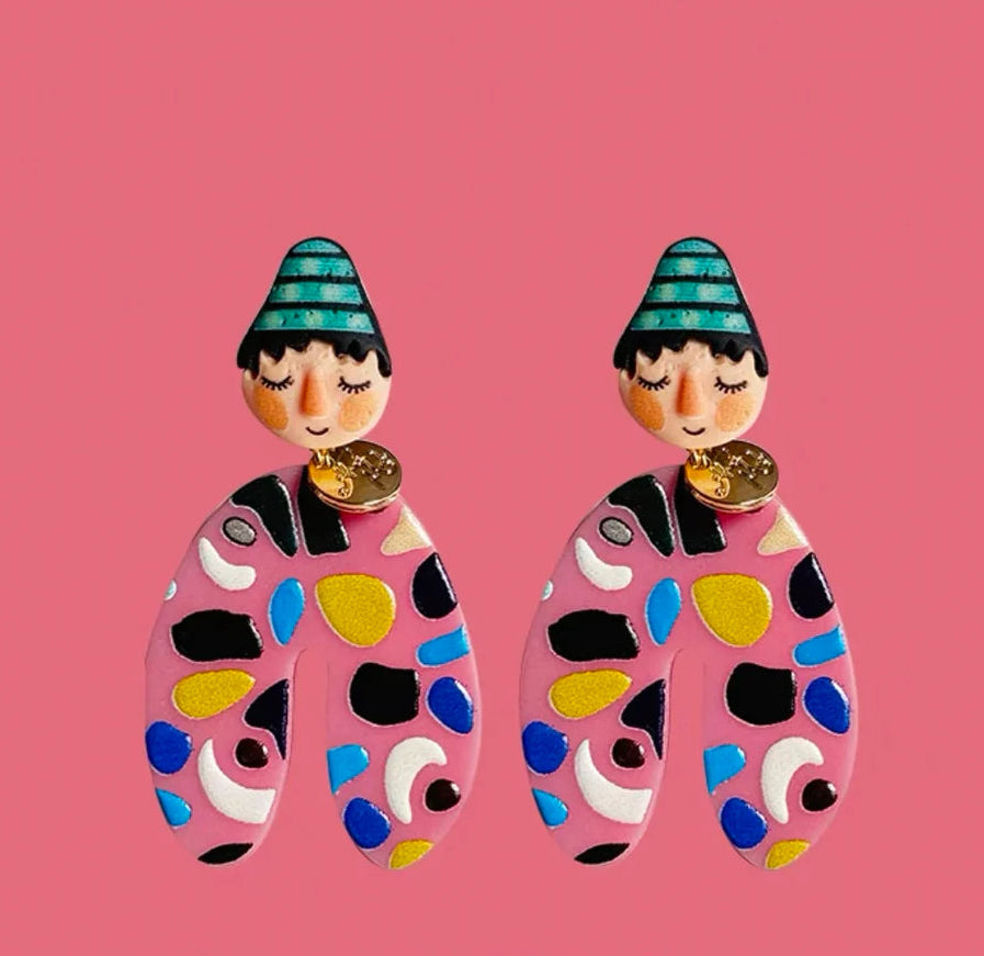 Boucles d’oreilles faites à la main – style Yayoi Kusama