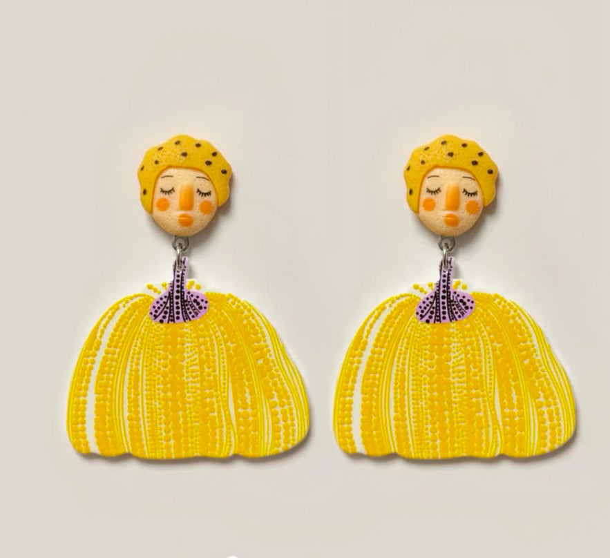 Boucles d’oreilles faites à la main – style Yayoi Kusama