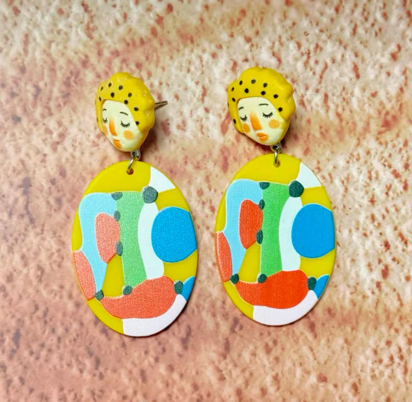 Boucles d’oreilles faites à la main – style Yayoi Kusama