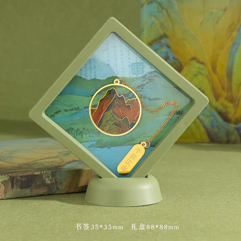 Coffret cadeau de marque-pages en métal – “Paysages à perte de vue”, style chinois traditionnel