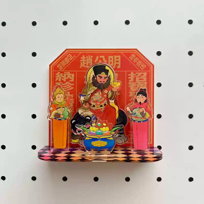 Magnet de réfrigérateur – “Quatre symboles”, Zhao Gongming (dieu de la richesse) & Wen Chang (réussite aux examens)