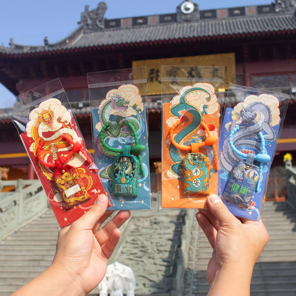 Pendentif porte-bonheur – sac parfumé aux cinq pierres colorées, inspiration du temple Lingyin