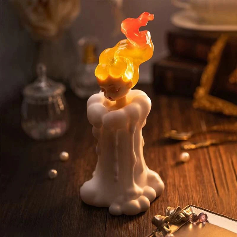 Veilleuse rechargeable créative – figurine “bougie soufflable”, jouet design pour chambre, idée cadeau d’anniversaire